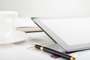 Tablet computer on a businessman workplace